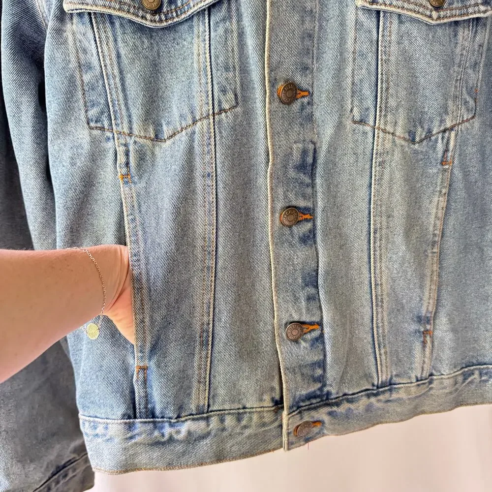 Vintage Chaps Blue Jean Denim Jacket Mens M 100% Cotton Y2K Grunge Streetwear - Picture 10 of 13